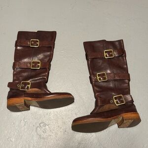 Coach Jordan Riding Boots Chestnut Leather Tall Buckle Straps Size 6 women